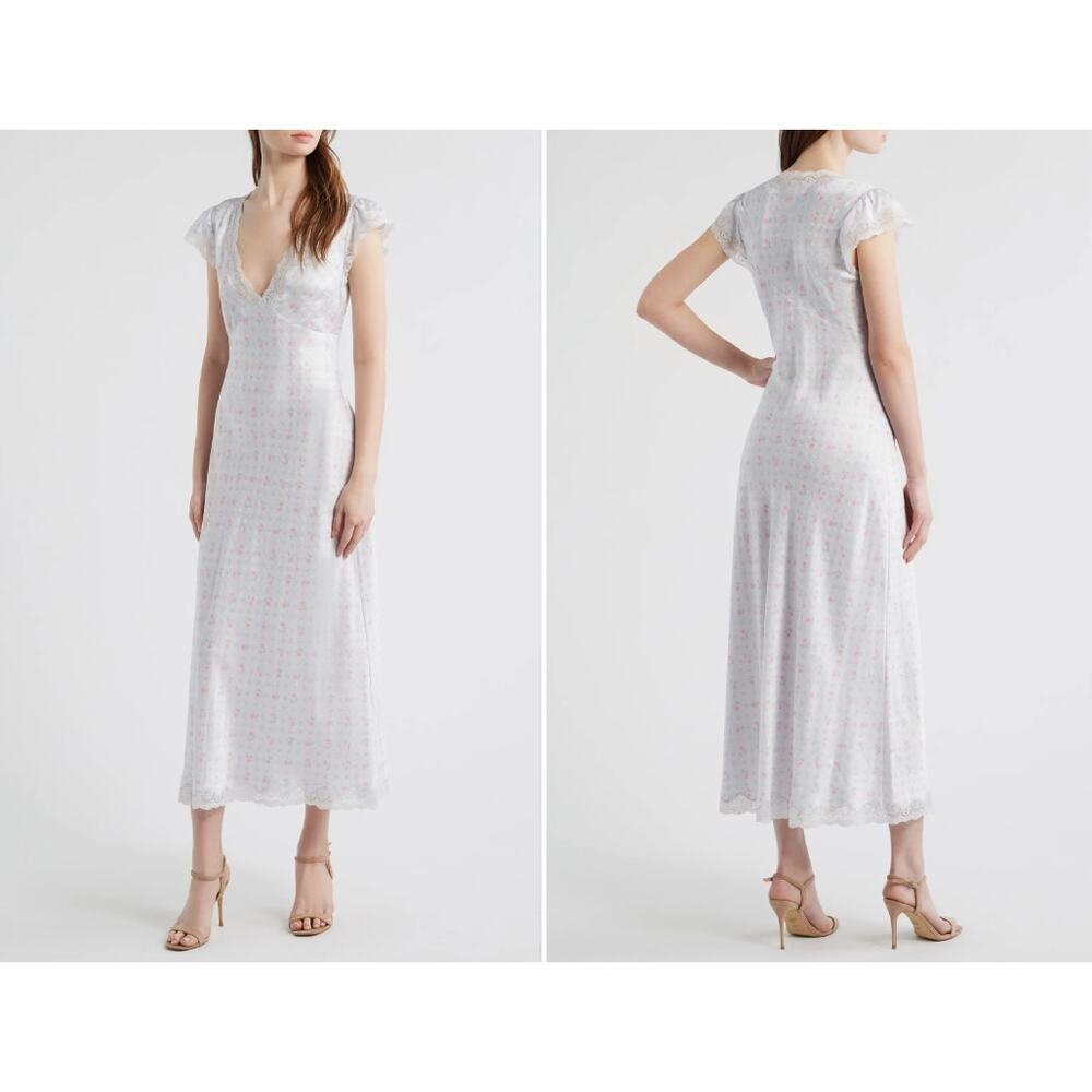 LoveShackFancy Theodore Floral Maxi Slipdress in Chapparal Blue (Size 8)